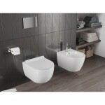 MEXEN/S - Carmen Závesná WC misa Rimless Tornado vrátane sedátka s slow slim, duroplast, biela lesk 30880100T