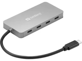Sandberg USB-C HUB strieborná / 4x USB-C 3.0 / 15 cm (136-41)