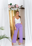 Sexy Koucla Highwaist Cloth Pants with Belt lilac L