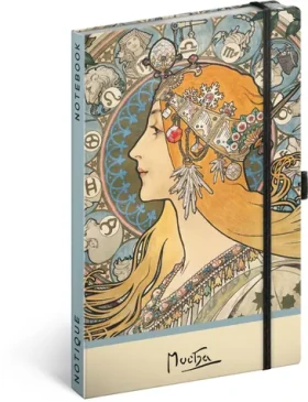 NOTIQUE Notes Alfons Mucha - Zodiak, bodkovaný, 13 x 21 cm (A-34390)