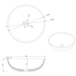 SAPHO - TURF betónové umývadlo na dosku vrátane výpuste, priemer 44cm, biely pieskovec AR437