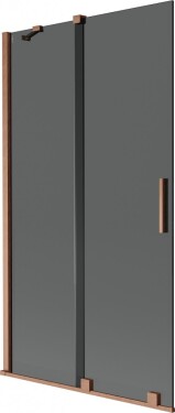 MEXEN/S - Velár dvojkrídlová posuvná vaňová zástena 100 x 150, grafit, meď kartáčovaná 896-100-000-41-65