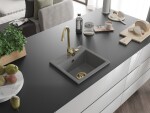 MEXEN/S MEXEN/S - Milo granitový drez 1 435 x 410 mm, sivá, + zlatý sifón 6505441000-71-G