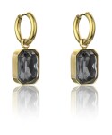 Marc Malone Pozlátené náušnice s čiernymi kamienkami Royalty Grey Earrings MCE23150G