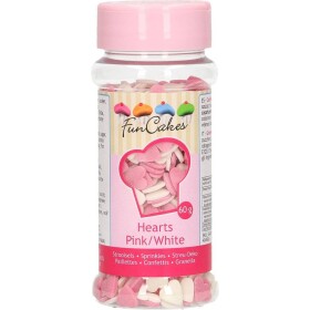 Cukrové srdíčka bílo růžová 60 g - FunCakes - FunCakes