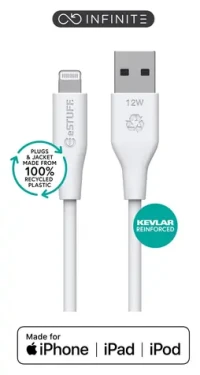 ESTUFF INFINITE (GRS) biela (ES601270-BULK) / Lightning kábel / USB-A / 2 m / MFI (ES601270-BULK)