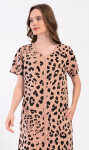 Dámske šaty s krátkym rukávom Leopard Home béžová 3XL