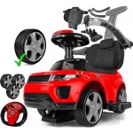 Mamido Mamido Odrážadlo Sport Car s tyčou na tlačenie 3v1 GUMOVÉ kolesá červené