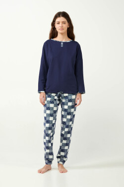 Vamp - Dámske teplé pyžamo 21433 - Vamp blue patriot XL
