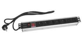 Xtendlan 19" rozvodný panel 5x230V, 2x IEC / Rozvodný panel / ČSN / vypínač / nadprúdová ochrana / kábel 1,8 m (ZASUVKA5N+2IEC-19)