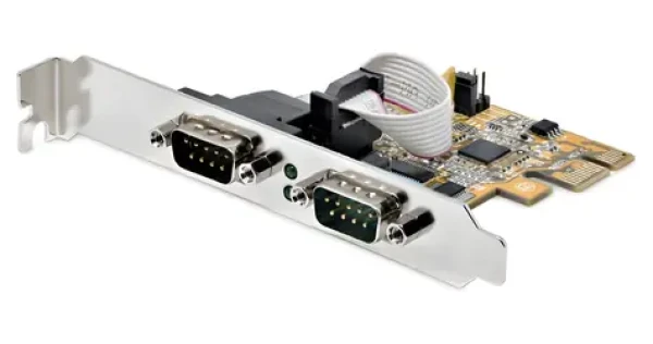 StarTech PCIe karta 2x sériový Port žltá / Radič / PCIe / UART 16C1050 / čipset ASIX AX99100 / 5V/12V (21050-PC-SERIAL-LP)