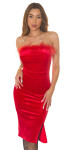 Sexy Koucla Bandeau Midi Dress with feather details red Einheitsgroesse