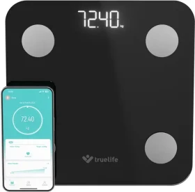 TrueLife FitScale W1 čierna / SMART diagnostická osobná váha / bluetooth / LCD displej / 2x AAA (TLCSMFSW1NNBA)