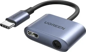Ugreen CM231 Adaptér pre smartphone USB-C - jack 3.5mm sivá / umožní súčasné nabíjanie a audio výstup / dopredaj (60164)