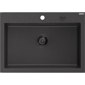 MEXEN/S MEXEN/S - Elix granitový drez 1-miska 700 x 500 mm, čierna kropenatá, sifón čierna 6526701005-76-B