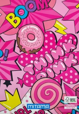 Mitama Fantasy colours funny pink / Školský zošit / A4+ / Linkovaný s okrajmi / 52 listov (62167-90055)