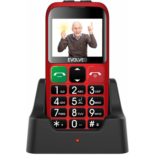 EVOLVEO EasyPhone EB + stojanček červená / 2.4 / 0,3 MP / SOS / microSDHC (EP-850-EBR)