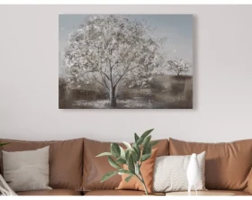 Ručne maľovaný obraz Zasnežený strom 100x70 cm, 3D štruktúra%