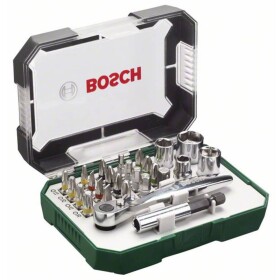 BOSCH 2607017322 / Sada bitov a nástrčných kľúčov (26ks) / 19x bit / 4x nástrčný kľúč / 1x račňa / 1x držiak / 1x adaptér (2607017322)