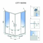 REA - Sprchovací kút City 90x90 Brush Copper Bez sprchovej vaničky REA-K6984