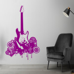 Veselá Stena Samolepka Elektrofonická gitara Farba: oranžová, Veľkosť: 100 x 62 cm