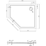 MEXEN - Flow päťboká sprchová vanička slim pravá 100 x 80, biela lesk 46P108010R