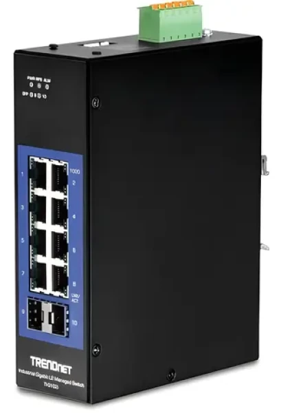 Trendnet Priemyselný switch 8+2 SFP Gigabit L2+ / Switch / Managed / DIN-Rail / 20 Gbit/s / IP30 (TI-G102I)