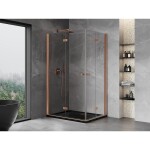 MEXEN/S - Mist-F Duo sprchovací kút skladacie dvere ľavá 95 x 75, transparent, meď kartáčovaná 8A6-095L-075P-65-00