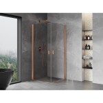 MEXEN/S - Mist-B Duo sprchovací kút dvere krídlové 80 x 80, transparent, meď kartáčovaná 8A2-080-080-65-00