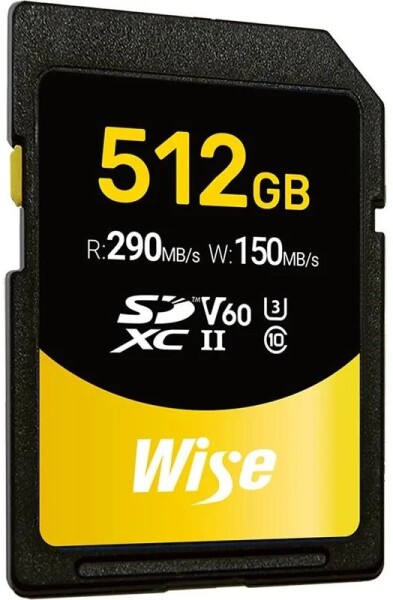 Wise CARD Wise SDXC UHS-II V60 512GB R:290MBs / W:150MBs WI-SD-S512