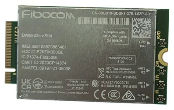 DELL Wireless Mobile Modem DW5932e 5G / 2.2Gbps / PCI-Express 3.0 / WWAN (555-BLGM)