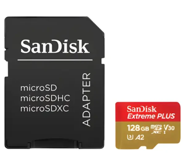 SanDisk Extreme PLUS 128 GB microSDXC / Pamäťová karta / UHS-I U3 V30 A2 C10 / SD adaptér v balení (SDSQXBD-128G-GN6MA)