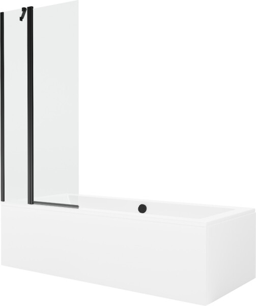 MEXEN/S - Cube obdĺžniková vaňa 180 x 80 cm s panelom + vaňová zástena 80, transparent, čierna 550518080X9408117000