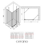 CERANO - Sprchovací kút Marino L/P - 6 mm - čierna matná, transparentné sklo - 110x70x190 - pántový CER-422883