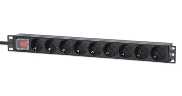 Intellinet Rack zásuvková lišta 9x / Zásuvková lišta / 1U / 16 A / 4000 W / 2 m kábel (715133)