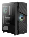 AeroCool Menácia Saturn RGB čierna / PC skriňa / Midi Tower / ATX / 2x USB 3.0 / bez zdroja / priehľadná bočnica (ACCM-PV20023.11)