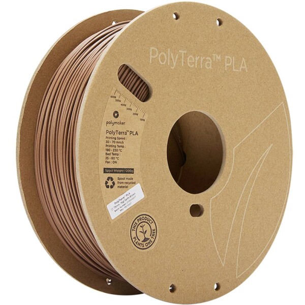 Polymaker 70907 PolyTerra vlákno pre 3D tlačiarne PLA plast Nižší obsah plastov 1.75 mm 1000 g zemina (matná) 1 ks; 70907