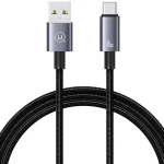 USAMS SJ663 USB - USB-C kábel čierna / Dátový kábel / Rýchlonabíjací 3A / 1,2 m / Nylon (SJ663USB01)