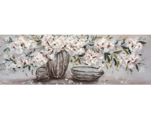 Ručne maľovaný obraz Kvetinové zátišie 120x40 cm, olejomaľba%