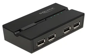 DeLock USB Switch 11494 / Prepínač USB 2.0 / 4X PC - 4X zariadenie / manuálne ovládanie / magnetická základňa (11494)