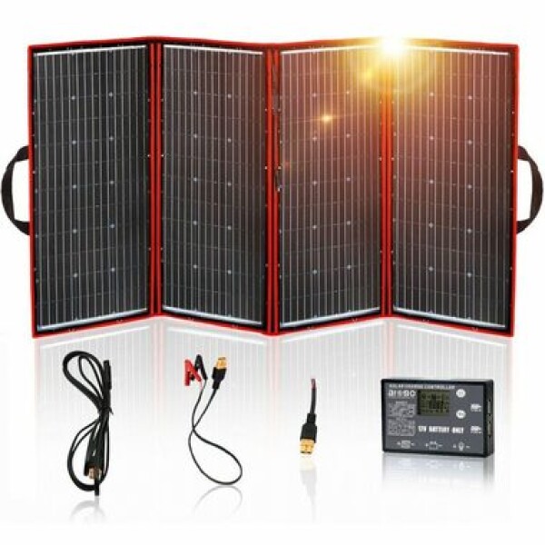 Aroso Solárny panel rozkladací prenosný s PWM regulátorom 320W 12V/24V 194x95cm - do auta / na kempovanie / dopredaj (20.202)