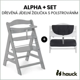 Hauck Alpha+ set 2v1 drevená stolička, grey + polstrovanie Melange charcoal (HK661178SET)