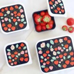 A Little Lovely Company Desiatový box Strawberries - set 4 ks