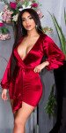 Sexy Koucla deep V-Neck satin Minidress