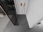MEXEN/S - Kioto Sprchová zástena WALK-IN 100 x 40, čierny vzor, meď kartáčovaná 800-100-212-65-70-040