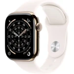 Apple Watch Series 11 GPS+Cellular 46mm Zlaté titánové telo - Svetlo rumenný športový remienok S/M / 140-190 mm (MFD54MP/A)