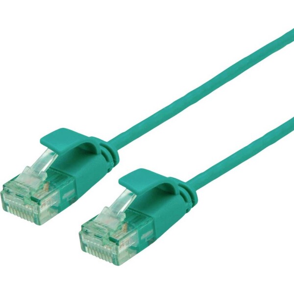 Roline recycled material 21.45.3437 RJ45 sieťové káble, prepojovacie káble CAT 6A U/UTP 5.00 m zelená netienený, extrémne tenký, PVC plášť 1 ks; 21.45.3437
