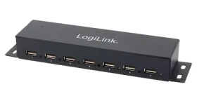 LogiLink USB hub čierna / USB hub / 7x USB-A 2.0 / kovové telo / napájací adaptér (UA0148)