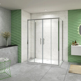 H K - Sprchovací kút do U SYMPHONY D4 120 × 80 × 80 s posuvnými dverami – chróm SE-SYMPD41208080