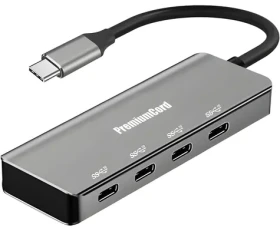 PremiumCord USB-C Hub 4- Port hliníkový / USB hub / 4X USB-C / USB 3.2 Gen 1 5 Gbps (ku31hub10)